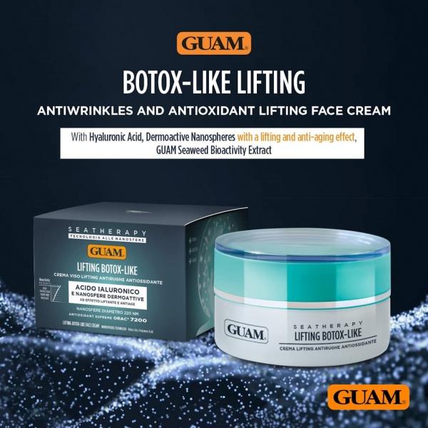 GUAM Seatherapy Antifaltencreme mit Hyaluronsäure | Botox-ähnlicher Lifting-Effekt für Gesicht, Hals & Dekolleté | 50 ml
